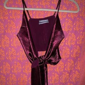 Maroon satin wrap top